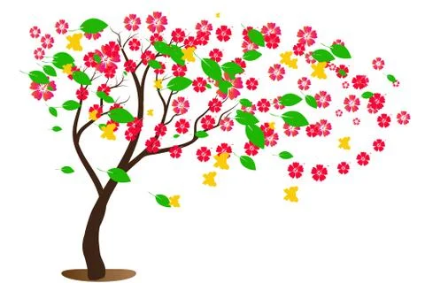 Tree flowers illustration Stock Illustration