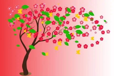 Tree flowers illustration Stock Illustration