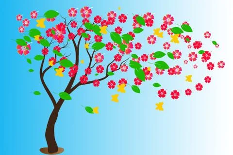 Tree flowers illustration Stock Illustration