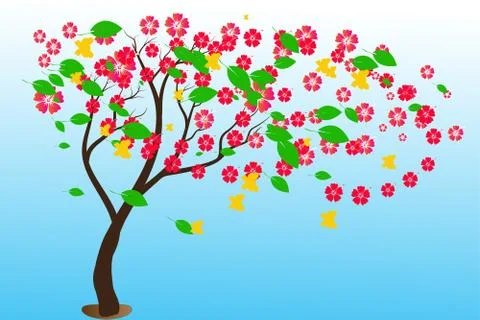 Tree flowers illustration Stock Illustration