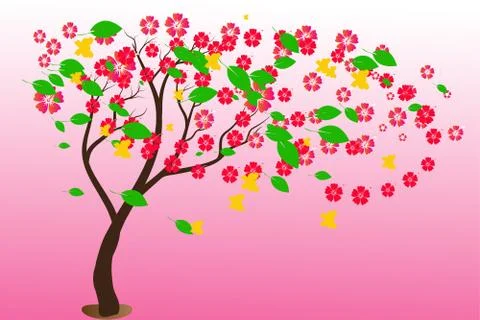 Tree flowers illustration Stock Illustration