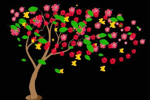 Tree flowers illustration Stock Illustration