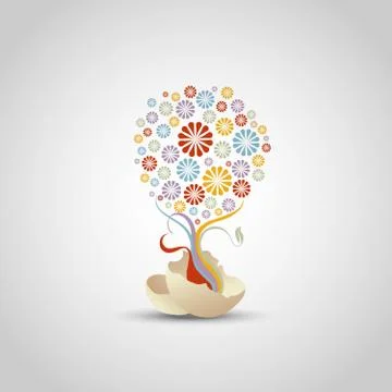 Tree of flowers - life concept Stock Illustration
