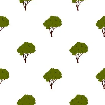 Tree with fluffy crown pattern flat Stock Illustration