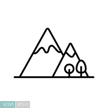 Tree at the foot of the mountain vector icon Stock Illustration