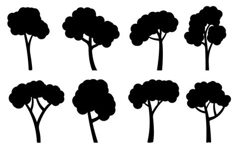Tree forest foliage floral flat plant garden Stock Illustration