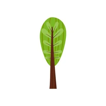 Tree forest green color stylized cute style. Vector, illustration, isolated Stock Illustration