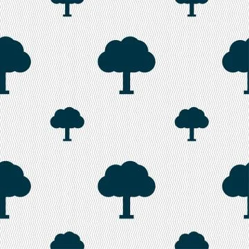 Tree, Forest icon sign. Seamless pattern with geometric texture. Illustrazione stock