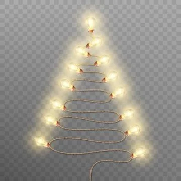 Tree formed garland lights on transparent background. EPS 10 vector Stock Illustration