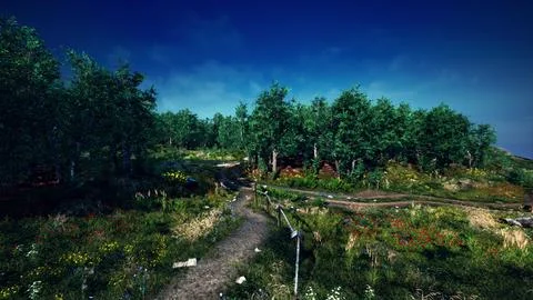 Tree Forrest in the Mountains Illustrazione stock
