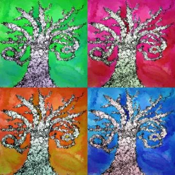 Tree in four seasons Stock Illustration