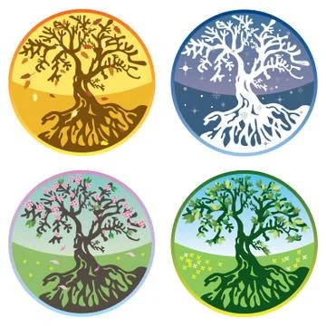 Tree in four seasons Stock Illustration