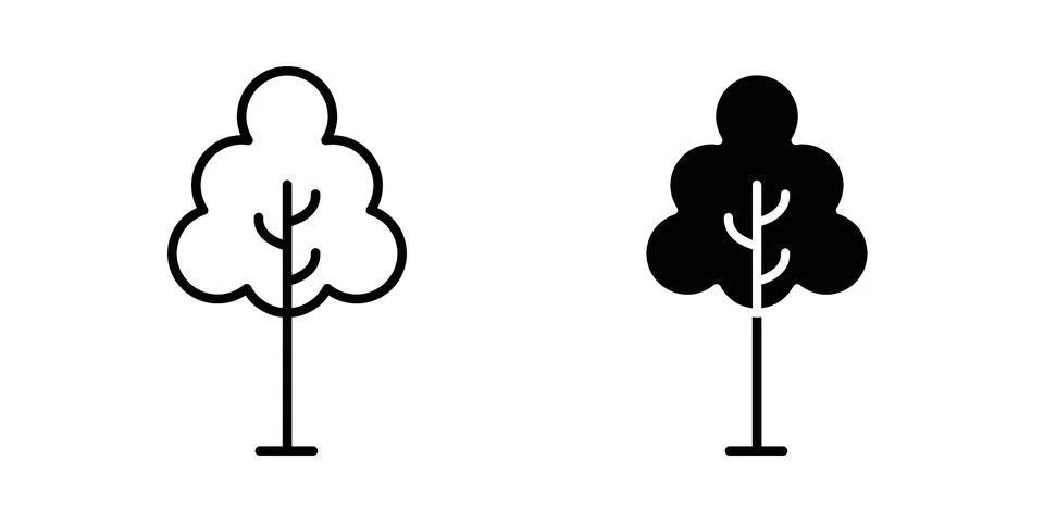 Tree free icon. Outline, flat icons Stockillustratie