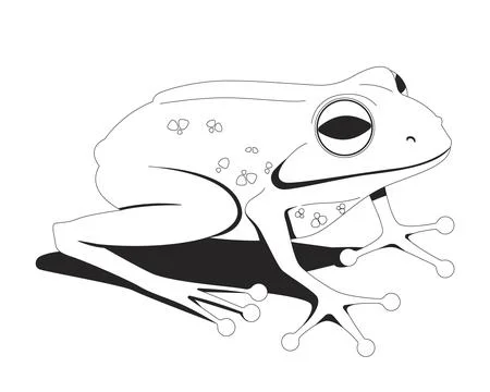 Tree frog lo-fi 2D line character Stock Illustration
