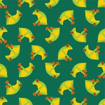 Tree frog pattern seamless. Tropical amphibian vector background Stock Illustration