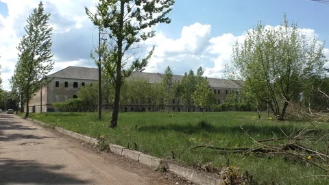 A tree in front of old a house. Old Ruins Stock Footage 130138840