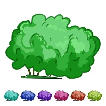 Tree garden shrub cartoon vector graphic Illustration