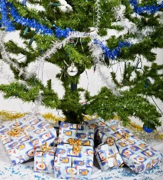 Tree with gifts Stock Photos