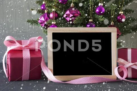 Tree With Gifts, Snowflake, Copy Space Stock Photos