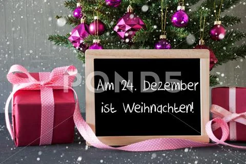 Tree With Gifts, Snowflakes, Weihnachten Means Christmas Stock Photos