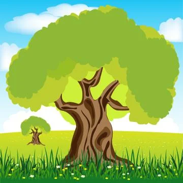 Tree on glade Stock Illustration