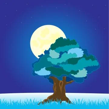 Tree on glade in winter Stock Illustration