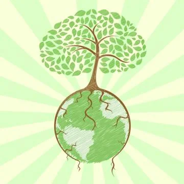 Tree on globe Stock Illustration