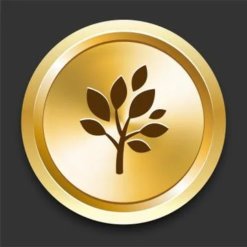 Tree on Golden Internet Button Stock Illustration