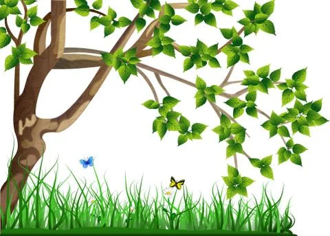 Tree in grass Stock Illustration