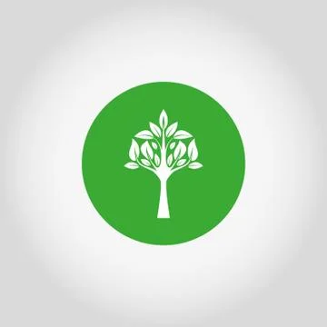 Tree on a green button Stock Illustration