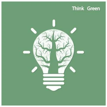 Tree of green idea shoot grow in a light bulb Stock Illustration
