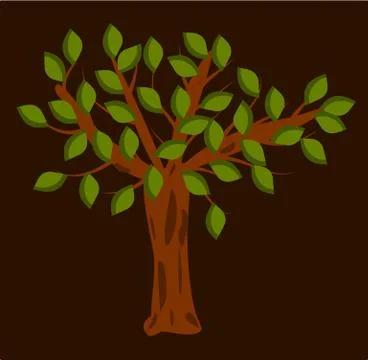 Tree with green leaves on brown background. vector illustration Stock Illustration