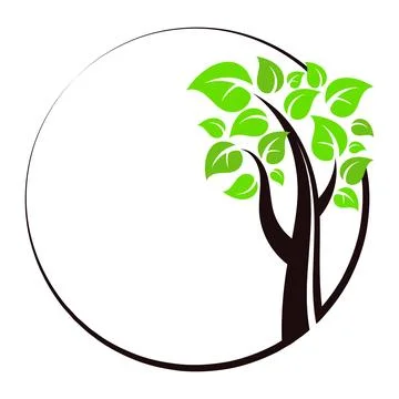 Tree with green leaves in circle design Stock Illustration