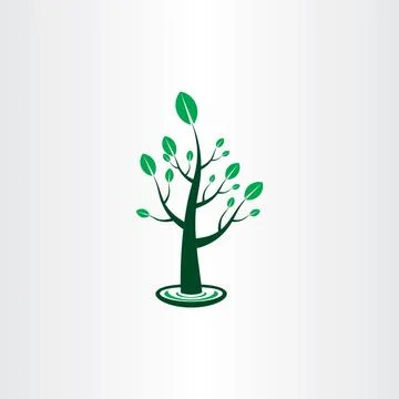 Tree with green leaves vector icon sign design element Stock-Illustration