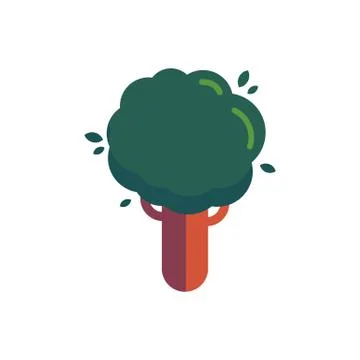 Tree with green leaves vector illustration in flat style. Stock Illustration