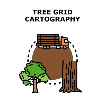 Tree grid cartography planning timber harvest and forest inventory Stock Illustration