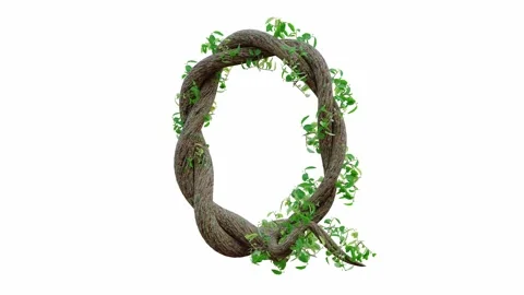 Tree grow or vine in the shape of the English text. Letter font Q. 動画素材 245132696