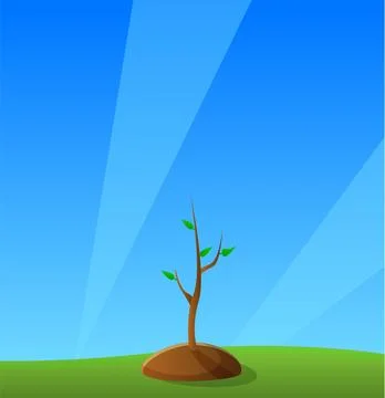 Tree growing concept background, cartoon style Stock Illustration