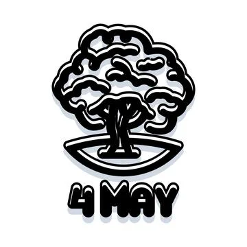 Tree growing from the ground on 4 may Stock Illustration
