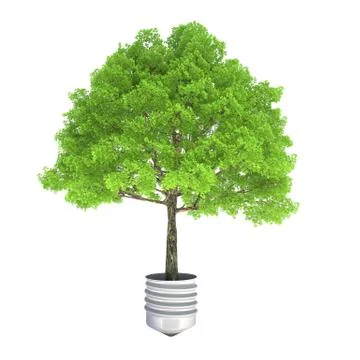 Tree growing from a metal lamp base Illustrazione stock