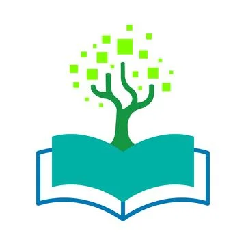 Tree Growing on Open Book Icon | Education, Eco Learning Concept icon. Stock Illustration