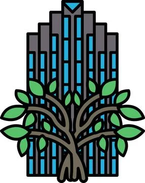 Tree is growing out of a building Ilustración de archivo