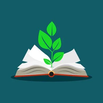 A tree grows from the pages of a book. growing learning concept Stock-Illustration