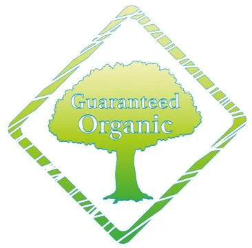 A tree with a guaranteed organic label Stock Illustration