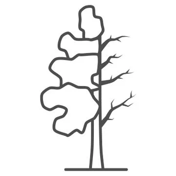 Tree half full of green leaf thin line icon, changes depending on conditions Stock Illustration