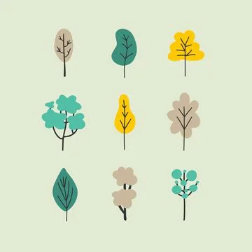 Tree hand drawn doodle cartoon. Simple trees Stock Illustration
