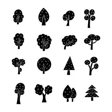 Tree hand drawn solid icon vector illustration Stock Illustration