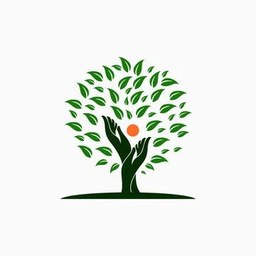 Tree hand logo Illustrazione stock