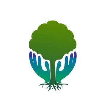 Tree hand nature logo icon Stock Illustration