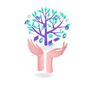 Tree on hand with tools Stock Illustration